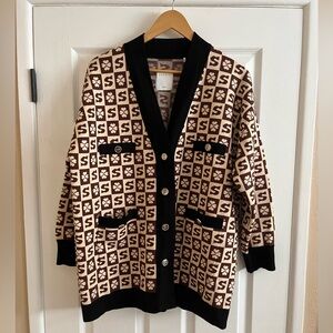 Sandro Paris oversized checkerboard cardigan